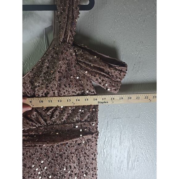 Sequined Gown Plus 2X Pink Prom Dress Holiday Christmas Formal Cocktail Chic - Picture 3 of 8